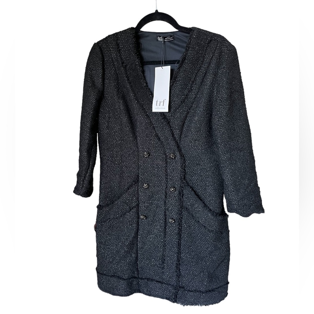 ZARA NWT Tweed Dress Black